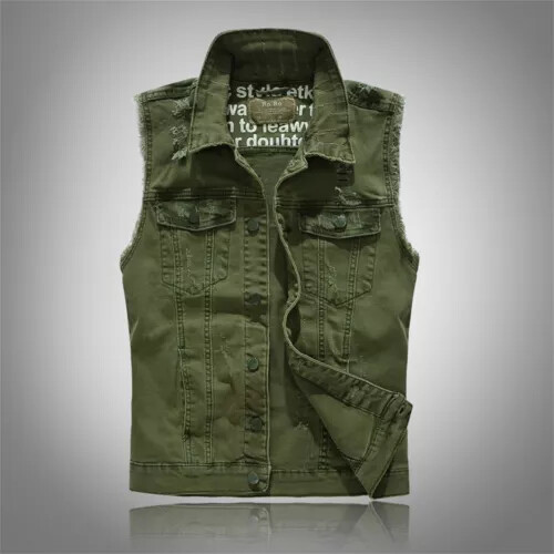 2026mens ripped denim vest - ripped,