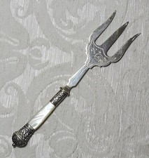 Beautiful Silver Plated Victorian Bread Fork, Mother of Pearl Handle Sheffield