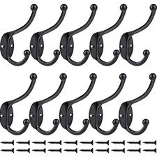 10Pack Coat Double Hook Black