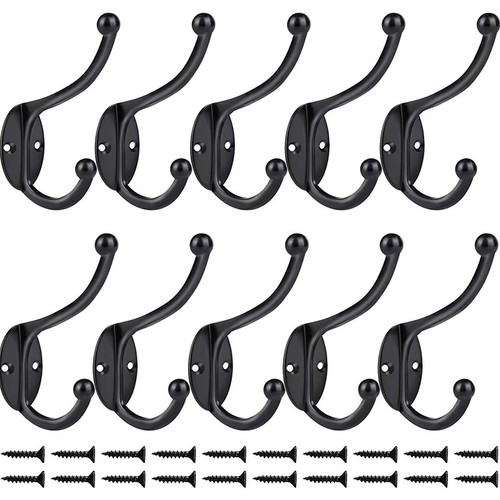 10pack coat double - hook, black