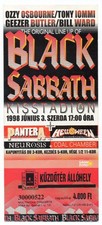 Black Sabbath Orig. Used Concert Ticket Stub Hungary Budapest Kisstadion 1998