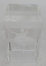 Laser Etched Engraved Ballerina In Glass Cube Block Paperweight