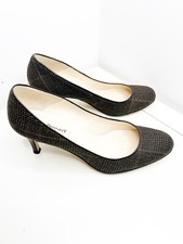 Designer L K Bennett Brown Leather Tartan Tweed Check Court Shoes Size 5.5