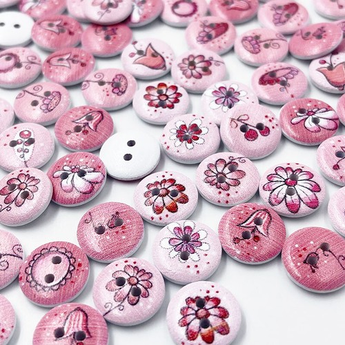 15mm pink flower printing - 15mm,