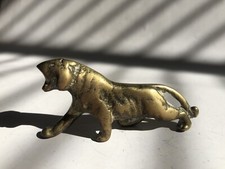 Vintage Solid Brass Tiger Lion Leopard Panther Big Cat Figure Figurine Ornament