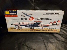 1957 Monogram Lockheed Super G Constellation 1/134th scale model kit. Complete.
