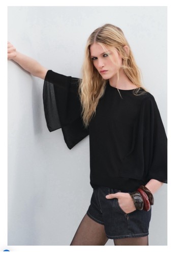 Flowy cape blouse - flowy, zw