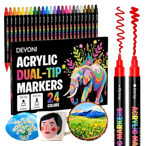 Dual tip acrylic paint markers - paint,
