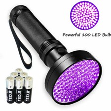 UV Ultra Violet 100-LED Flashlight Blacklight Detection Outdoor Torch Lamp Light