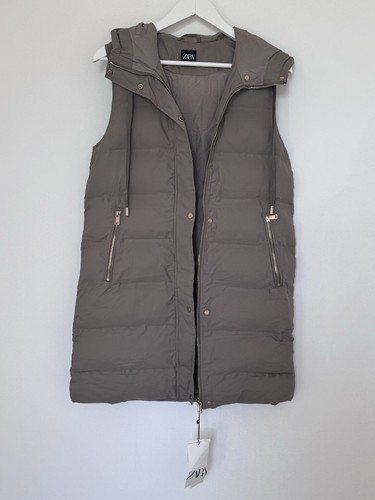 Zara khaki grey long puffer - zara,