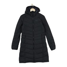 Jack Wolfskin Down Quilted Parka Coat Womens Size S Black Hooded