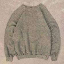 Vintage 80s Blank Raglan Sweatshirt M Made in USA Women's Light Grey Plain