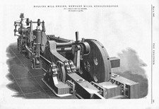 MIDDLESBROUGH Rolling Mill Engine at Newport Mills 2 x Antique Prints 1887