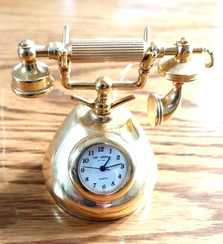 Brass minature clock - brass,