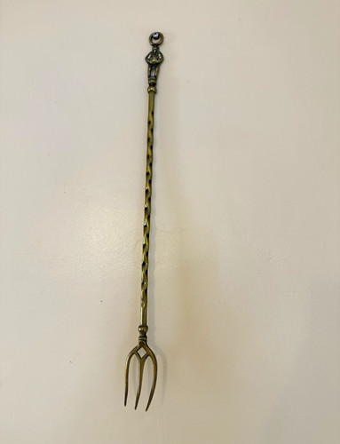 Vintage brass toasting - brass, fork