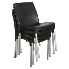 Brand New Stacking Bistro Side Chairs - Black Aluminium & Plastic - Pack of 4
