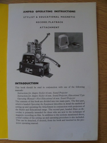 Instructions cine projector