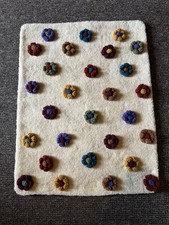 Handmade Shag Rug with Crochet Flower Design for Home Decor