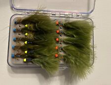 15 Hothead Blue Flash Damsels In Fly Box - Trout Flies - Fly Fishing