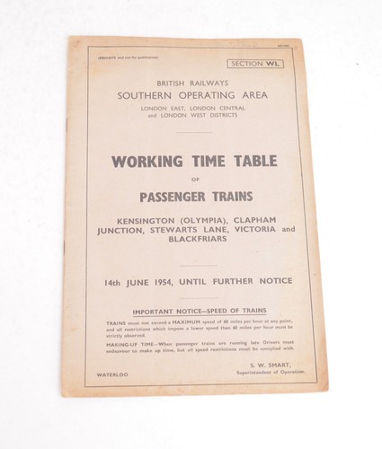 Railway working timetable - railway, br