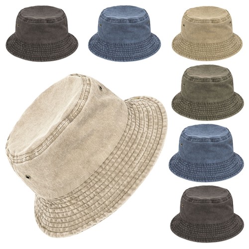 Stonewashed cotton bucket hat - stonewashed,