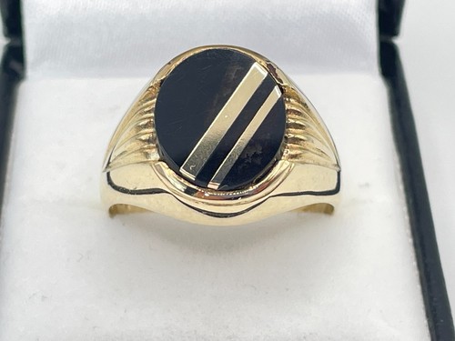 9ct gold hallmarked gents onyx - gold,