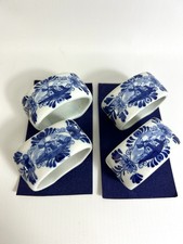 Vintage Napkin Rings X 4 / Delft Ceramic Napkin Holders - Unused VGC
