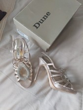 Size 4 DUNE Wedding/Evening Shoes High Heel Beige Satin Ornate Front