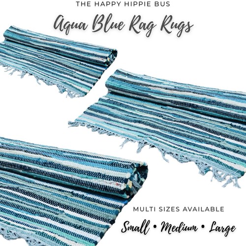 Blue rag rug - blue, boho