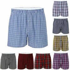 Men's Woven Boxer Shorts Check Cotton Rich Underwear Breifs Short Trunks 3 6 12