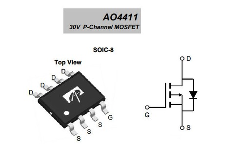 Ao4411 channel mosfet soic - ao4411, p
