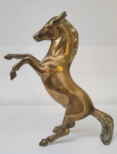 Vintage solid brass rearing - ,