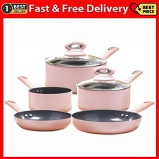 Cermalon Blush Pink 5-Piece Ceramic Cookware Set - Includes 2X Frying Pans and 3