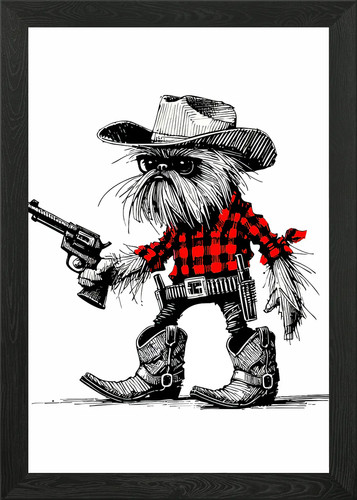 Cartoon cowboy dog - with, gun