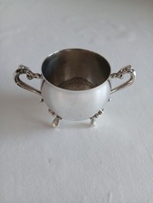 Vintage Silver Plated Classic Sugar Bowl - Ornate Handles & Four Loin Feet - Goo