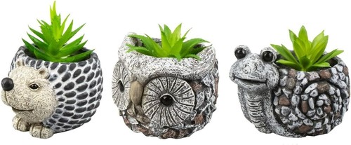 3pc animal cement planter - animal,