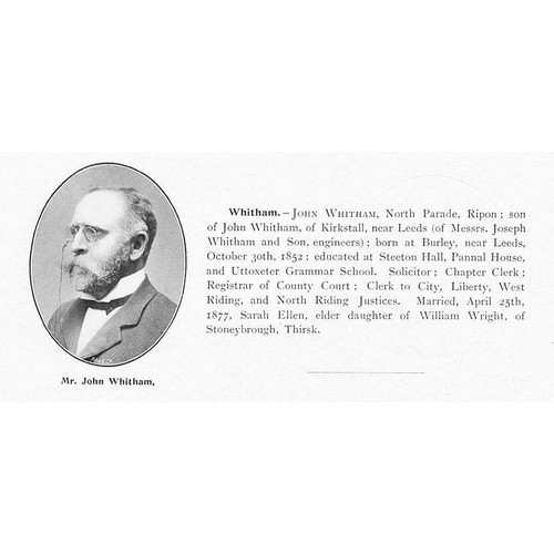 John whitham north parade - of,