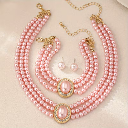 Pink pearl jewellery - pink,