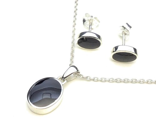 Whitby jet and sterling - sterling, silver