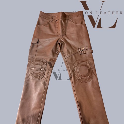 Men real leather pants double - leather,