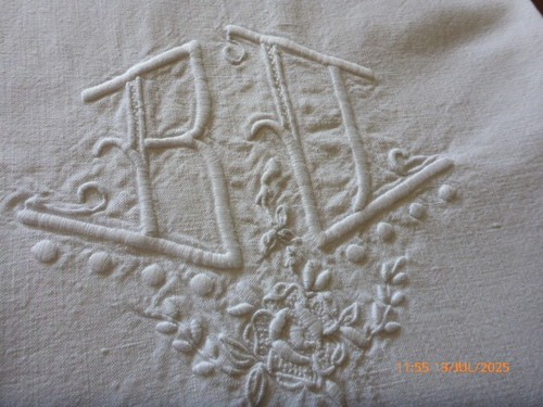 Vintage french linen top - linen,