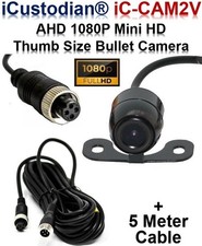 iCustodian iC-CAM2V AHD MINI 1080P CAR TAXI CCTV CAMERA. THUMP SIZE + 5M CABLE