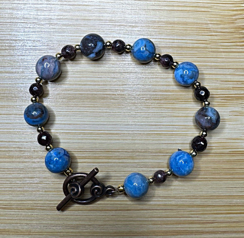 Handmade blue jasper garnet - blue,