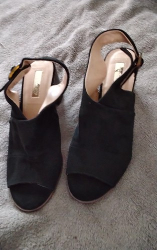 Women black suede look open - women's,