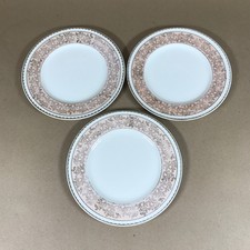 Set of 3 Vintage Portland Pottery Staffordshire Pink Gilded Dessert Plates