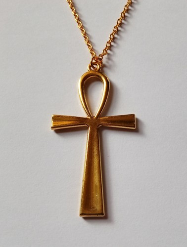 Gold plate large ankh cross - gold,