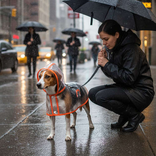 Dog rainwear with clear hood - with,