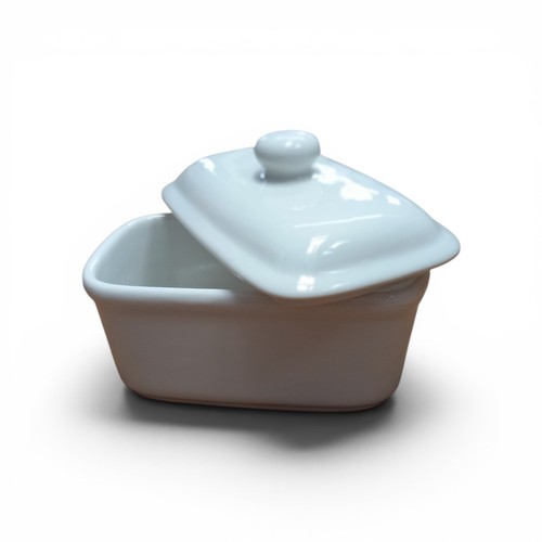 White ceramic butter dish with - white,
