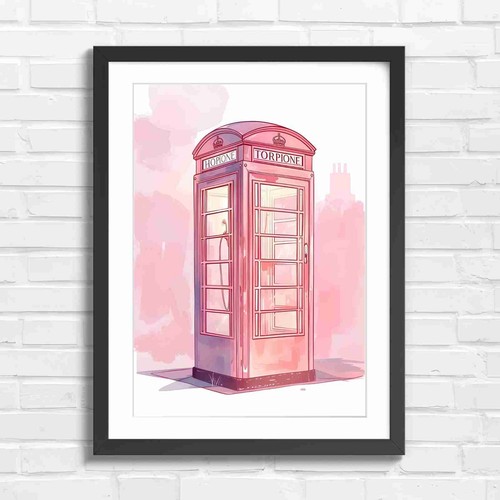 Pink vintage telephone booth - pink,