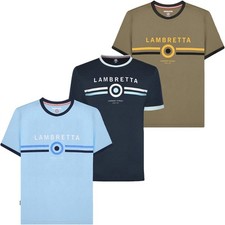 Lambretta Mens Target Ringer Crew Neck Short Sleeve Retro T-Shirt Tee Top